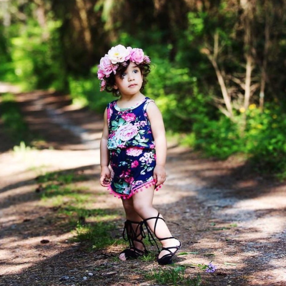 Jane Floral Pom Pom Romper